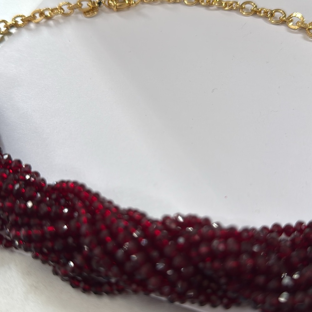 Talbots Garnet Colored Bead Statement Necklace Nw… - image 8